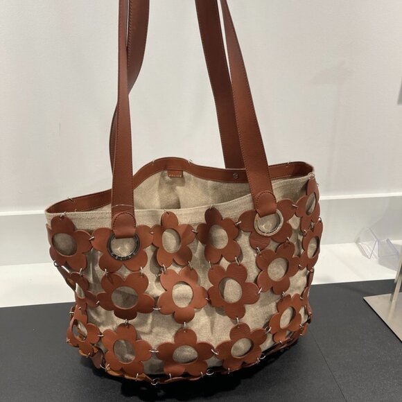 Celine Hemp Floral Leather Tote (133122) - Picture 2 of 8